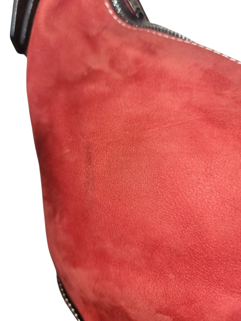 Dooney & Bourke Red Suede Hobo with Dark Brown Leather Trim
